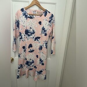 Philosophy floral mini dress size small with ruffle skirting and scuba material